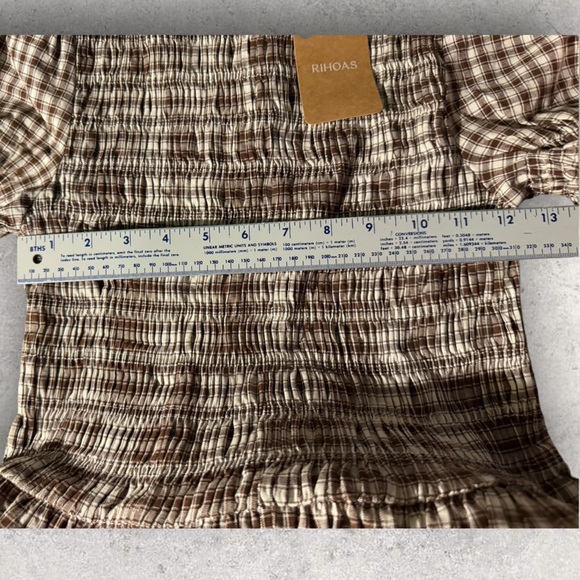 NWT RIHOAS Coffee Gingham Mini Dress - Picture 13 of 15